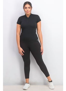 Adidas Women Sportswear Fit Short Sleeve Training Polo Shirt, Black  - Image 4