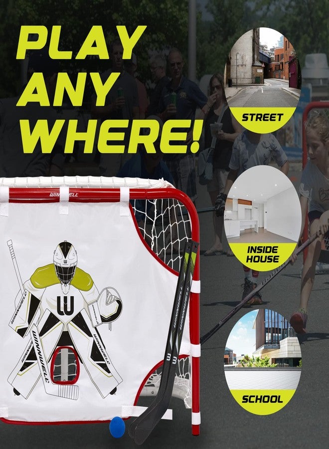 Winnwell Mini Hockey Goal Set - Indoor Hockey Training Equipment - Includes 2 Mini Sticks, 1 Ball, 1 Net Goal & Shooting Target - Image 5