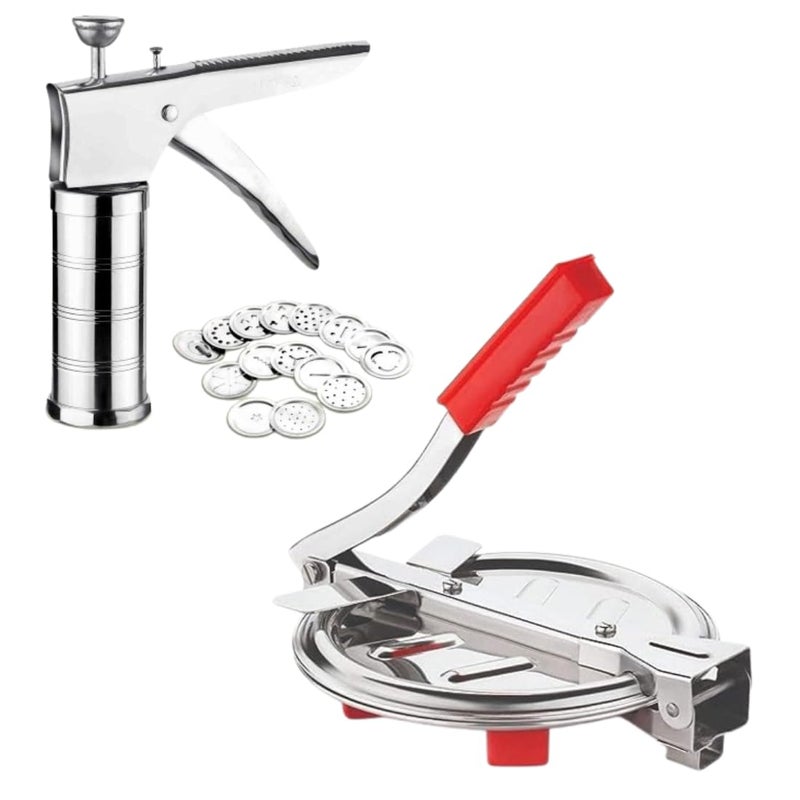 SPIRITUAL HOUSE SPIRITUAL HOUSE Stainless Steel Puri Maker New Press Machine for Home and Kitchen for Making Papad khakhra poori and Many More Manual Hand Press with Handle Kitchen PressPuri MakerCombo  - Image 1