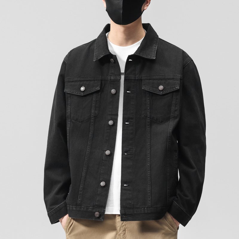 Men's Vintage Denim Jacket - Slim Fit, Color-Block, Long Sleeve, Cotton - Image 1