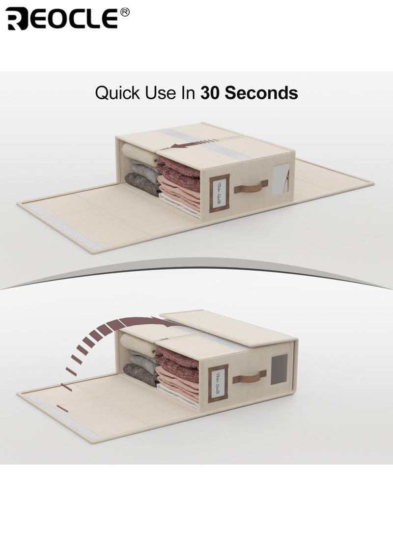 REOCLE 2PCS Foldable Storage Bags with Handle and Non-Woven Fabric Design Compact Organizer Pouchs for Home Closet Organization - Image 5