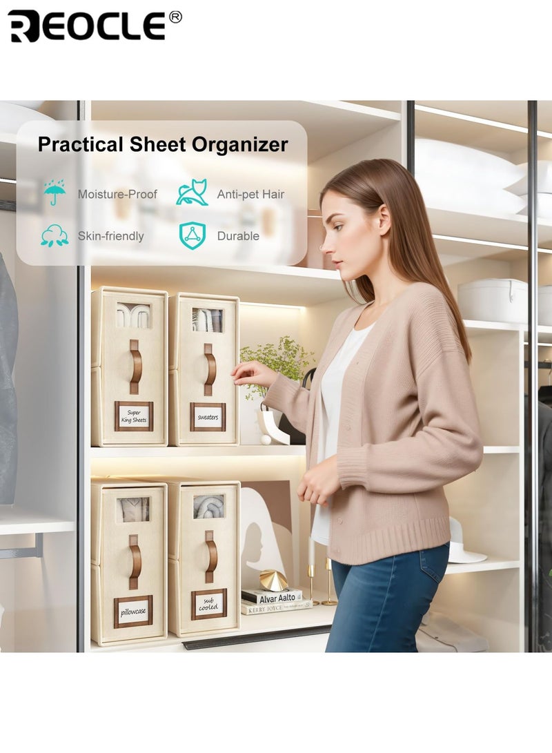 REOCLE 2PCS Foldable Storage Bags with Handle and Non-Woven Fabric Design Compact Organizer Pouchs for Home Closet Organization - Image 2