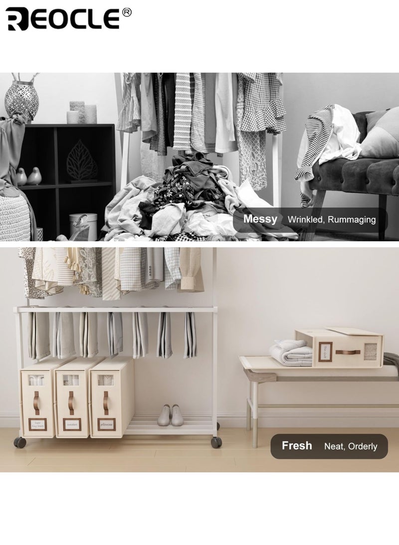 REOCLE 2PCS Foldable Storage Bags with Handle and Non-Woven Fabric Design Compact Organizer Pouchs for Home Closet Organization - Image 4