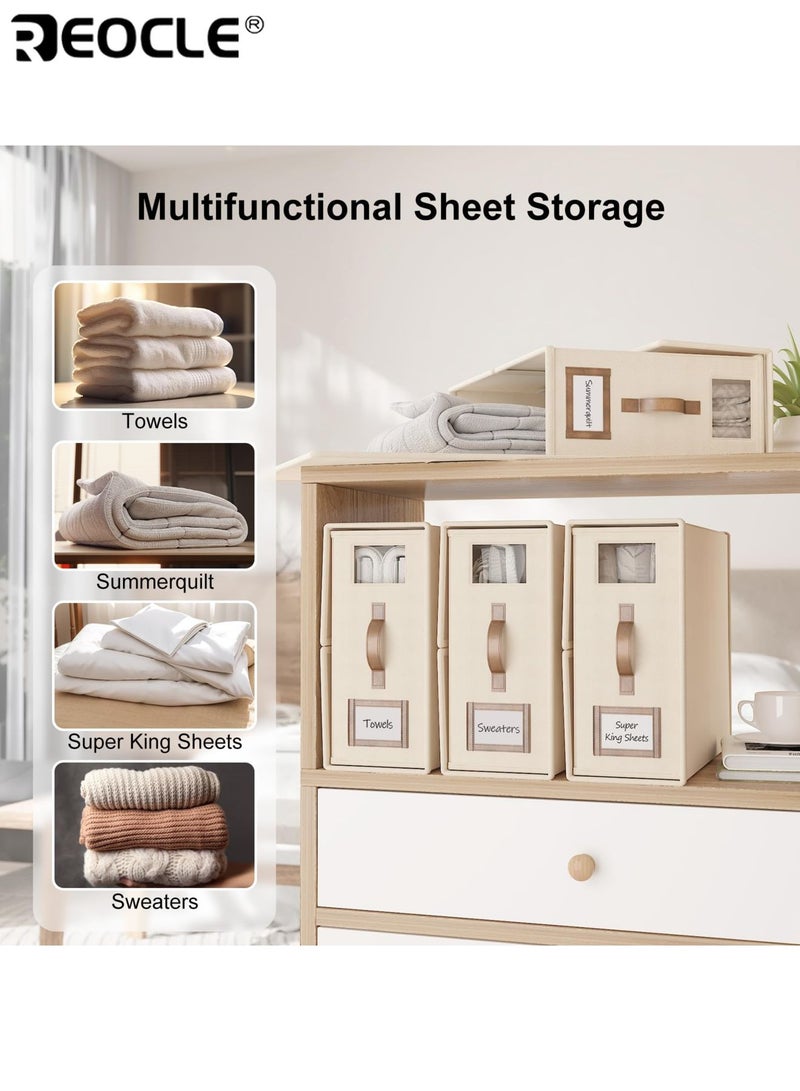 REOCLE 2PCS Foldable Storage Bags with Handle and Non-Woven Fabric Design Compact Organizer Pouchs for Home Closet Organization - Image 3