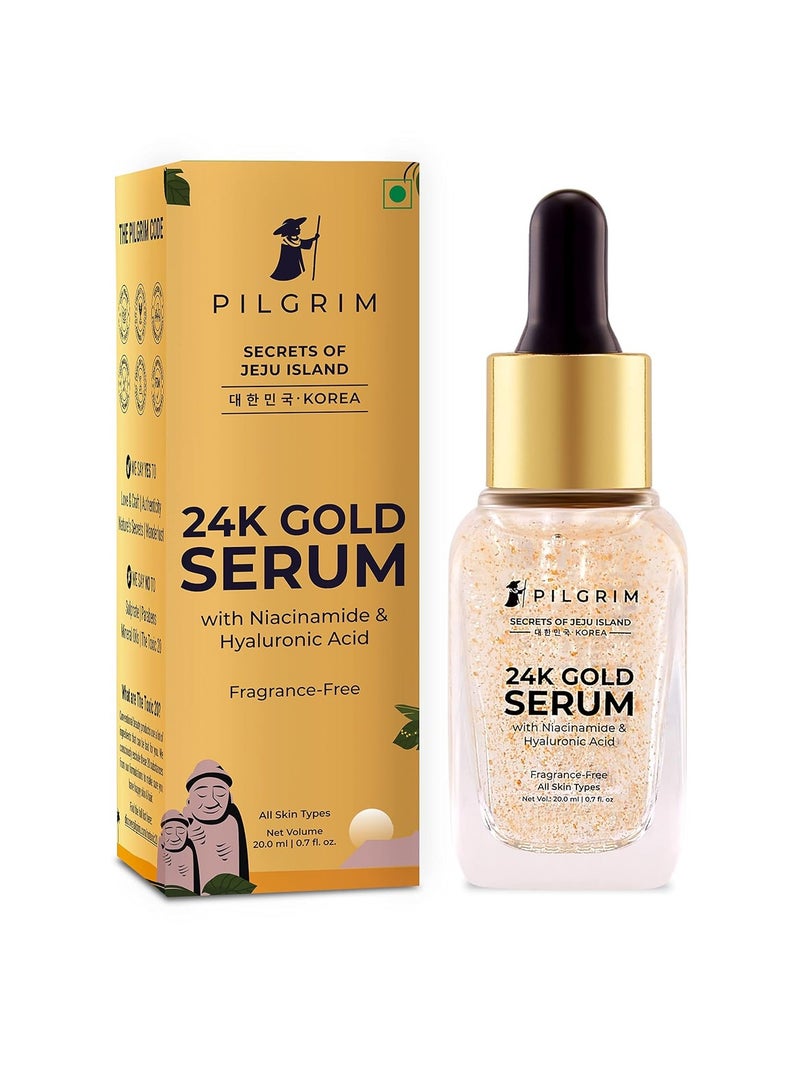 PILGRIM 24K Gold Face Serum With Niacinamide & Hyaluronic Acid Dewy Primer For Face Make Up For All Skin Types Korean Skin Care For Unisex 20ml - Image 1