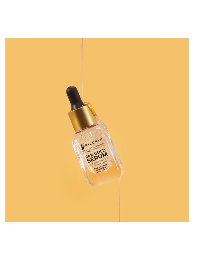 PILGRIM 24K Gold Face Serum With Niacinamide & Hyaluronic Acid Dewy Primer For Face Make Up For All Skin Types Korean Skin Care For Unisex 20ml - Image 2