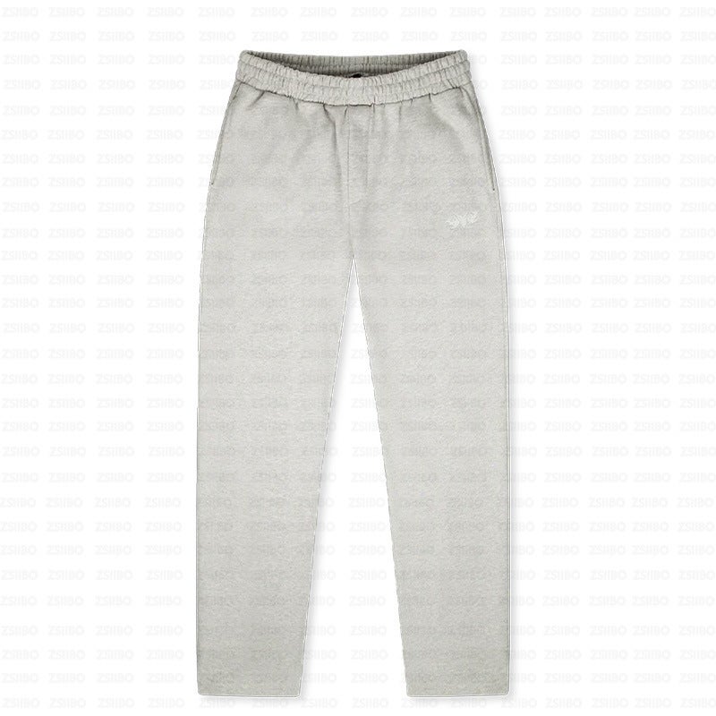 European and American Fashion Simple Loose All-match Hoodie Sweatshirt Pullover Distinctive Embroidered Mens and Womens Pullover Sweater Pants gray trousers - Image 1