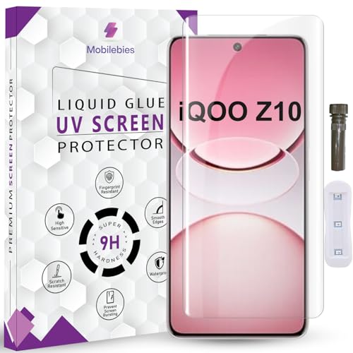 Mobilebies® Advanced HD+ UV Tempered Glass Screen Protector For iQOO Z10 5G (6.77 Inch, Pack of 1) HD Clear Full Adhesive UV Curved Screen Guard, Case Friendly with installation kit - Image 1