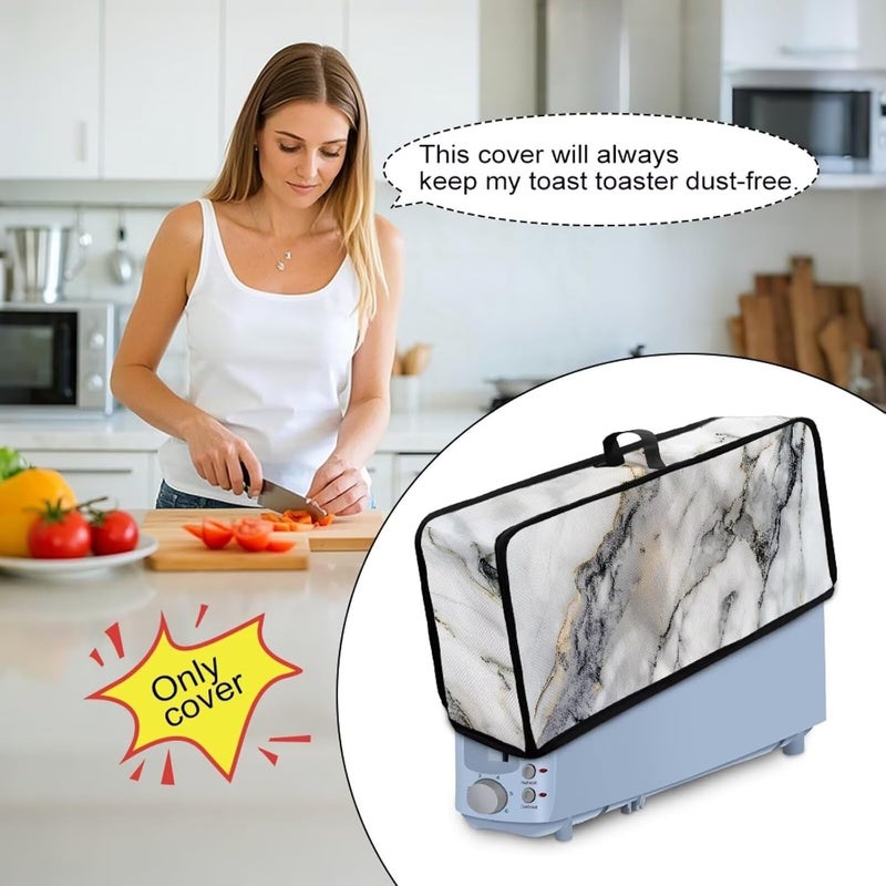 ZDCUSTOM Grey Marble Slim Toaster Cover Compatible with 2 Slice Long Slot Toaster Oven Bread Maker Machine Stain Resistant Kitchen Small Appliance Cover - Image 4