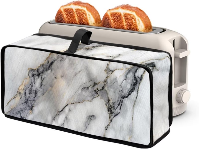ZDCUSTOM Grey Marble Slim Toaster Cover Compatible with 2 Slice Long Slot Toaster Oven Bread Maker Machine Stain Resistant Kitchen Small Appliance Cover - Image 1