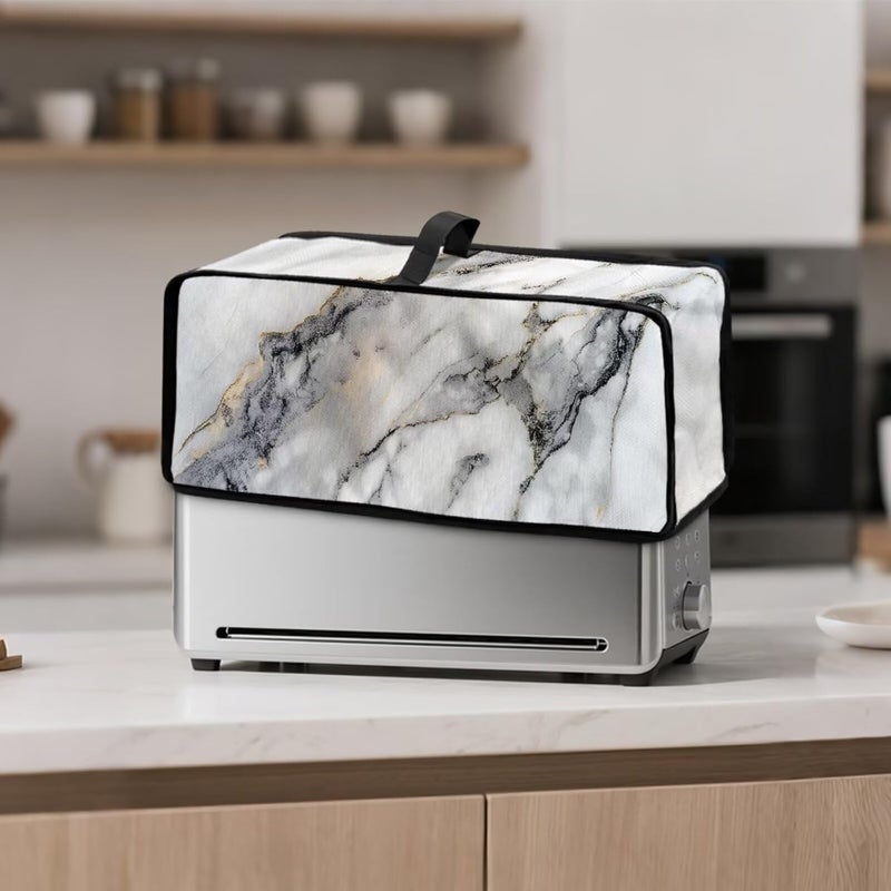 ZDCUSTOM Grey Marble Slim Toaster Cover Compatible with 2 Slice Long Slot Toaster Oven Bread Maker Machine Stain Resistant Kitchen Small Appliance Cover - Image 2