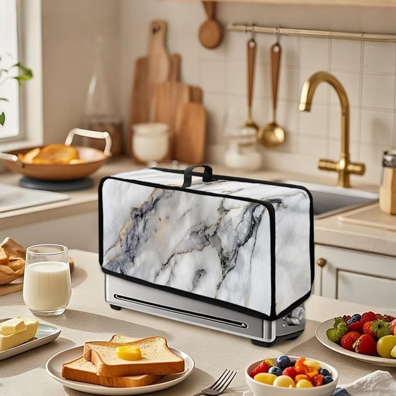 ZDCUSTOM Grey Marble Slim Toaster Cover Compatible with 2 Slice Long Slot Toaster Oven Bread Maker Machine Stain Resistant Kitchen Small Appliance Cover - Image 3