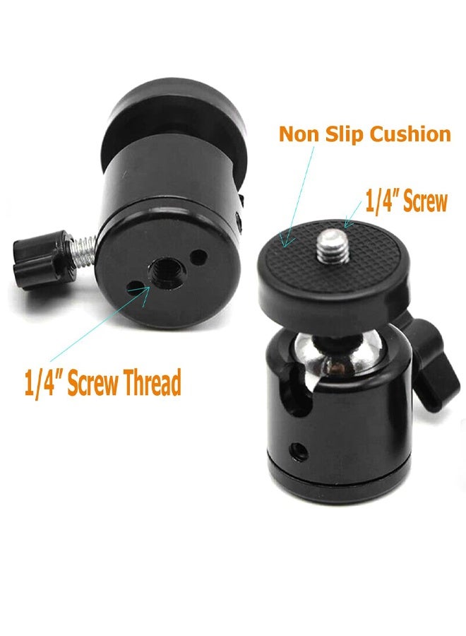 Universal 1/4" Swivel Mini Ball Head Screw Tripod Mount, 360 Degree Rotating Mount Base Adapter for DSLR Cameras Tripods Monopods Camcorder Light Stand - Image 2