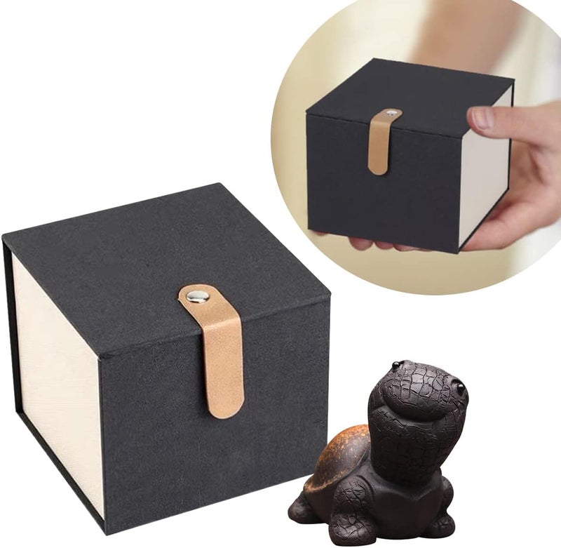 EAEDMY Transparent body Purple Sand Tea Pet Angry Cat Bat Tortoise Puppy Figurine, Cute Kungfu Tea Pet Gift for Tea Lover Friend, Tea Table Desk Tearoom Home Decoration Ornament (6.Smiling Turtle&Gift Box) Adjustable build - Image 1