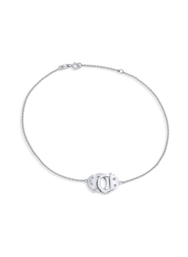 BLING JEWELRY - Handcuff Interlocking Hotwire Anklet Lucky Charm Anklet Link Ankle Bracelet For Women .925 Sterling Silver Adjustable 9 To 10 Inch With Extender - Image 1