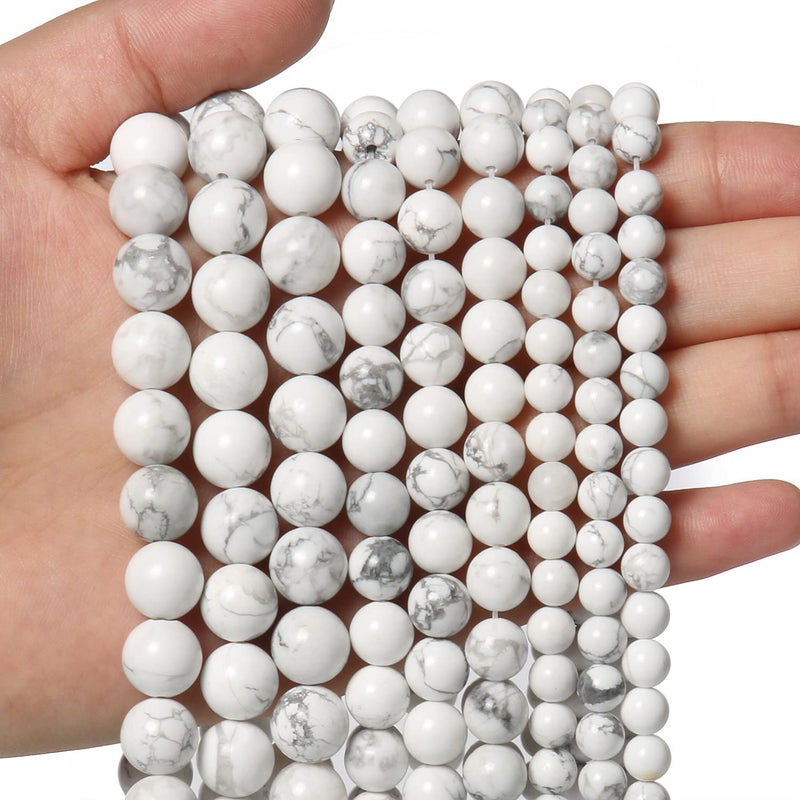 35pcs 10mm Natural Stone Beads White Howlite Beads Energy Crystal Power Gemstone for Jewelry Making DIY Bracelet Necklace