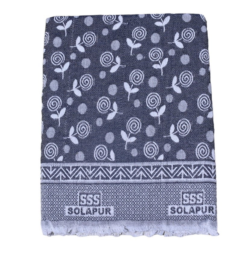 Mandhania Mayur Solapur Chaddar 100% Cotton Dailyuse Single Bed Blanket Pack of 1 Blue, Durable - Image 1