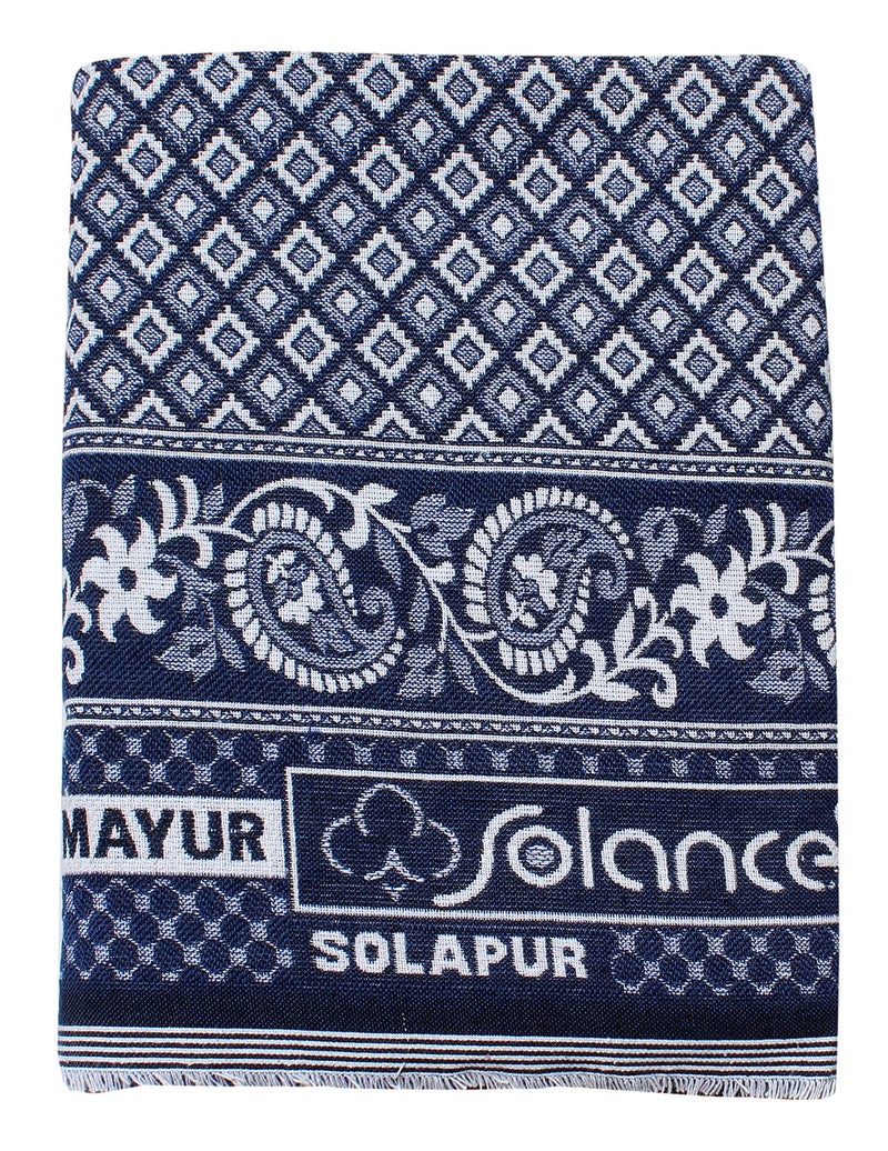 Mandhania Mayur Solapur Chaddar 100% Cotton Dailyuse Single Bed Blanket Pack of 1 Blue, Durable - Image 3