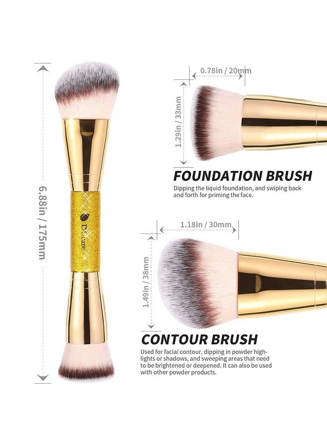 DUcare DUcare Foundation Brush Contour Bronzer Makeup Brush Double Ended Self Tanner Brush Sculpting Brush for Blending Liquid Powder Concealer Cream Cosmetics Blush Buffe - Image 3