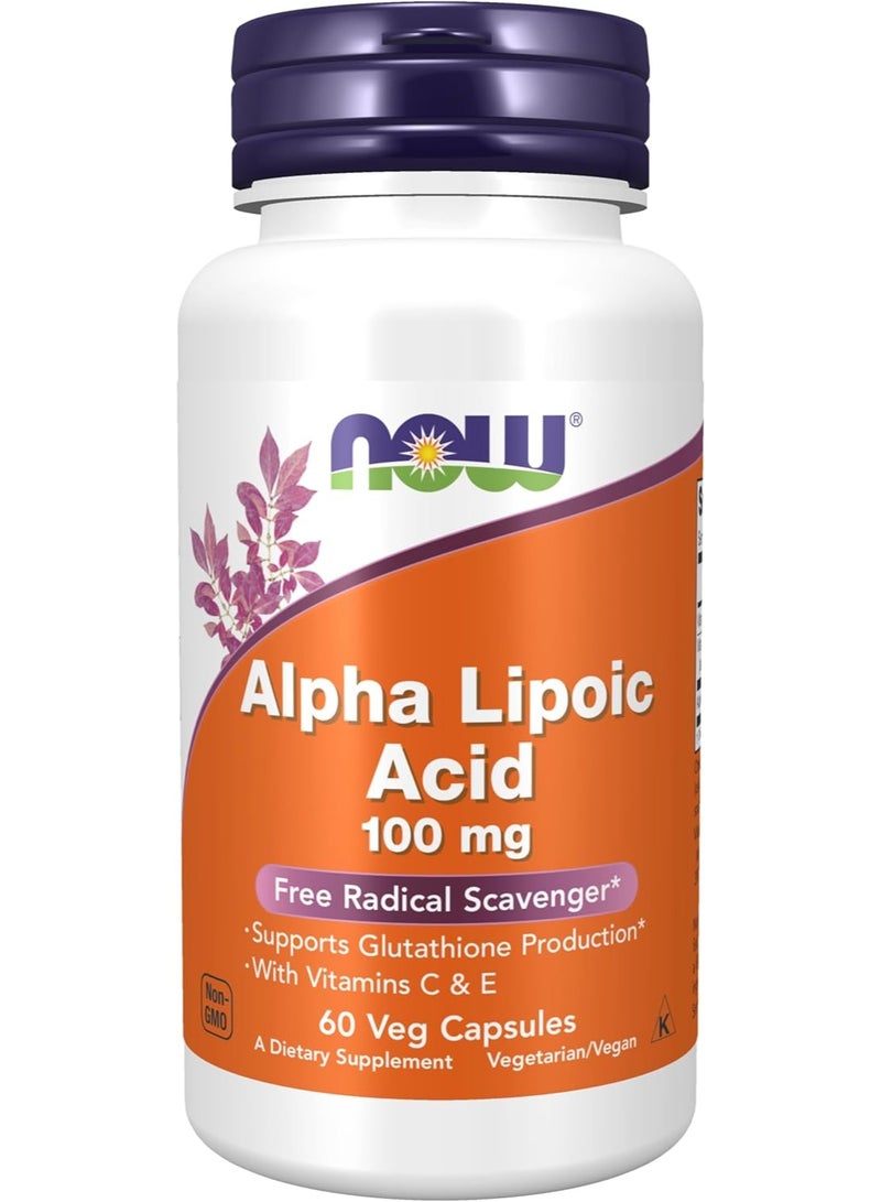 now Alpha Lipoic Acid 100 mg 60 Veg Capsules - Image 2