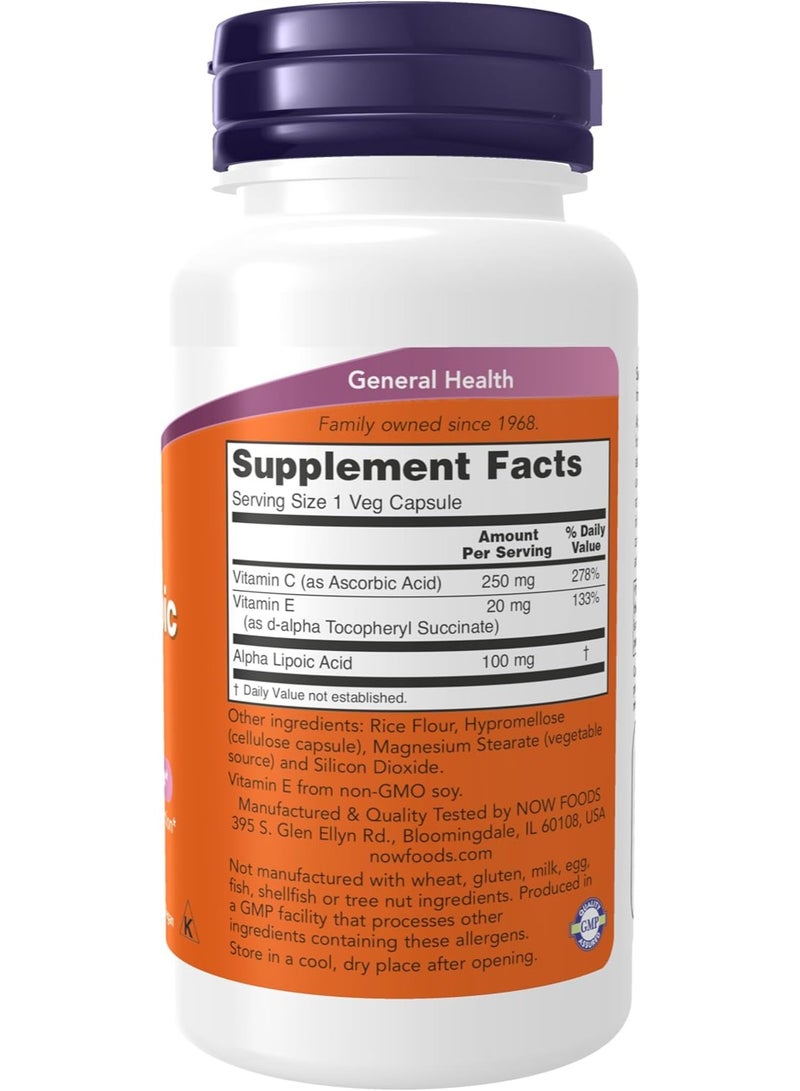 now Alpha Lipoic Acid 100 mg 60 Veg Capsules - Image 1