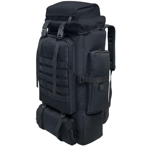Ogetok 80L Hiking Backpack Camping Rucksack, 80 liters Large Capacity Outdoor Knapsack Travel Climbing Mountaineering Carry On Backpack Bag, Trekking Backpacking for Men Women, Black - Image 1