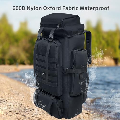 Ogetok 80L Hiking Backpack Camping Rucksack, 80 liters Large Capacity Outdoor Knapsack Travel Climbing Mountaineering Carry On Backpack Bag, Trekking Backpacking for Men Women, Black - Image 4