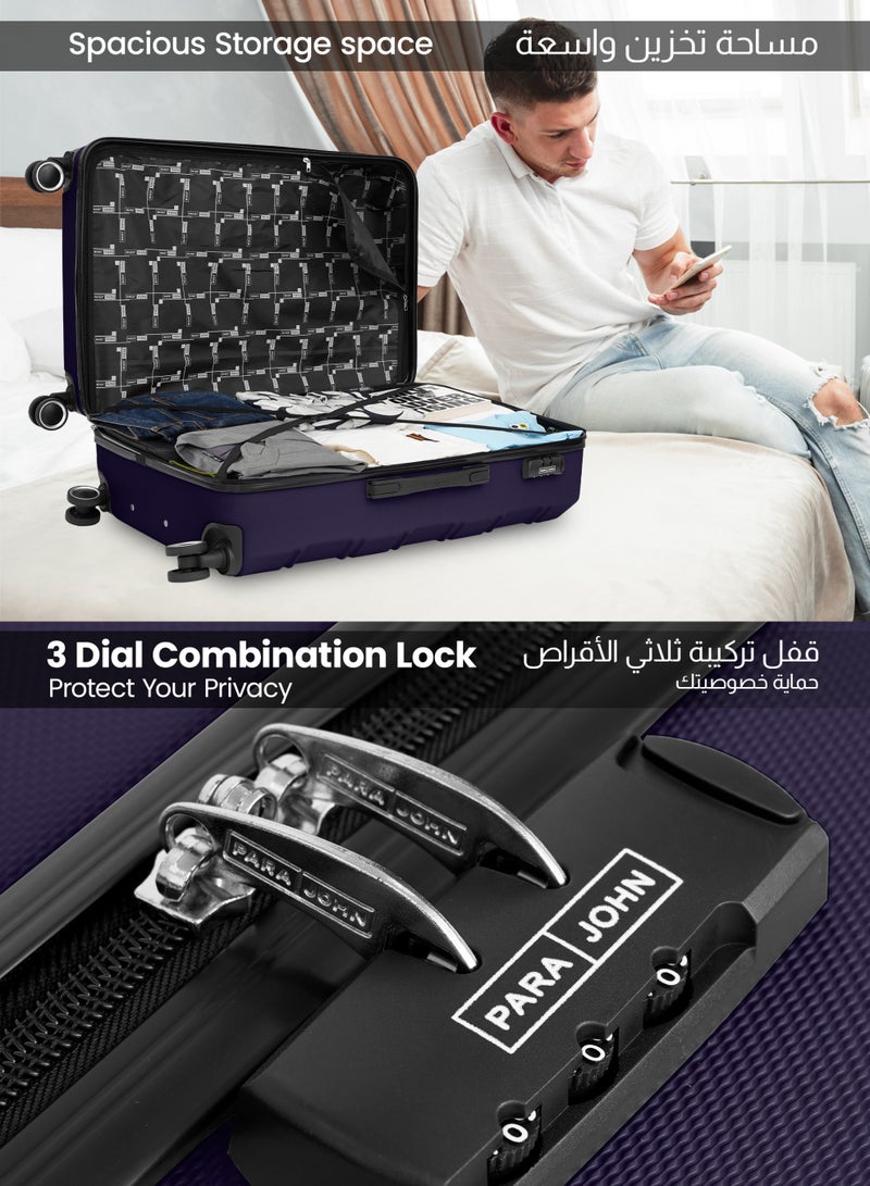 PARAJOHN حقائب السفر UrbanShield بحجم 28 بوصة - حقيبة صلبة خفيفة الوزن من ABS مع عجلات دوارة 360° وقفل TSA - أزرق بحري - Image 4