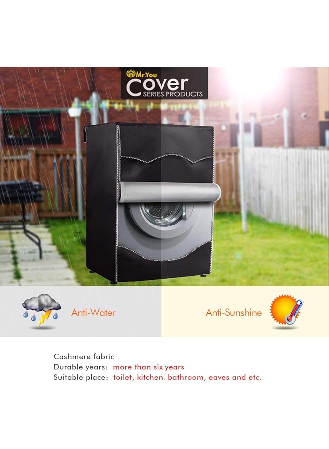 إيروريكس غطاء غسالة مناسب لمعظم الغسالات ذات التحميل الأمامي سعة 4.5 قدم مكعب مقاوم للماء من البوليستر الأسود 27X33X39 بوصة - Image 4