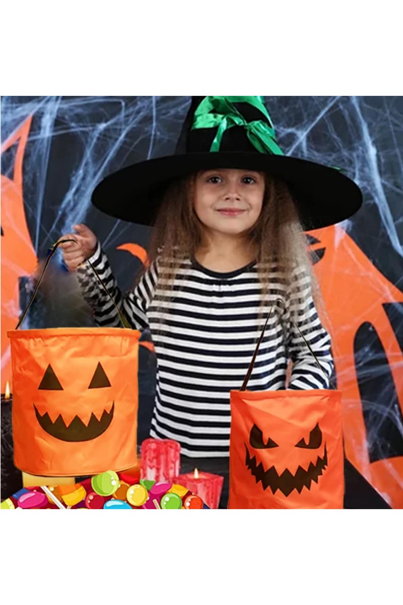 سلة هالووين قابلة للطي، دلو حلوى اليقطين، أكياس حلوى، سلة هدايا لحفلات عيد الشكر للأطفال، ديكورات هالووين برتقالية قابلة لإعادة الاستخدام، 25 × 30 سم، مصباح LED. - Image 3