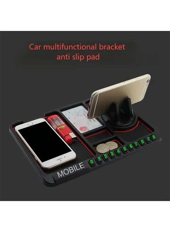 Universal Black Anti Slip Car Dashboard Mat With Phone Holder And Storage Box - Image 5