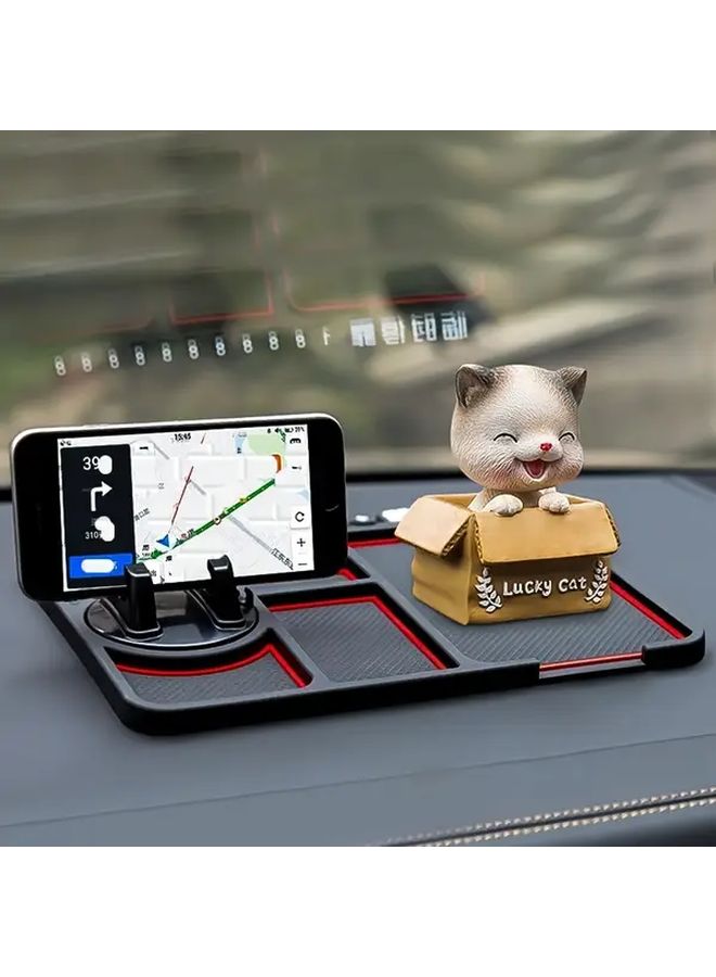 Universal Black Anti Slip Car Dashboard Mat With Phone Holder And Storage Box - Image 4