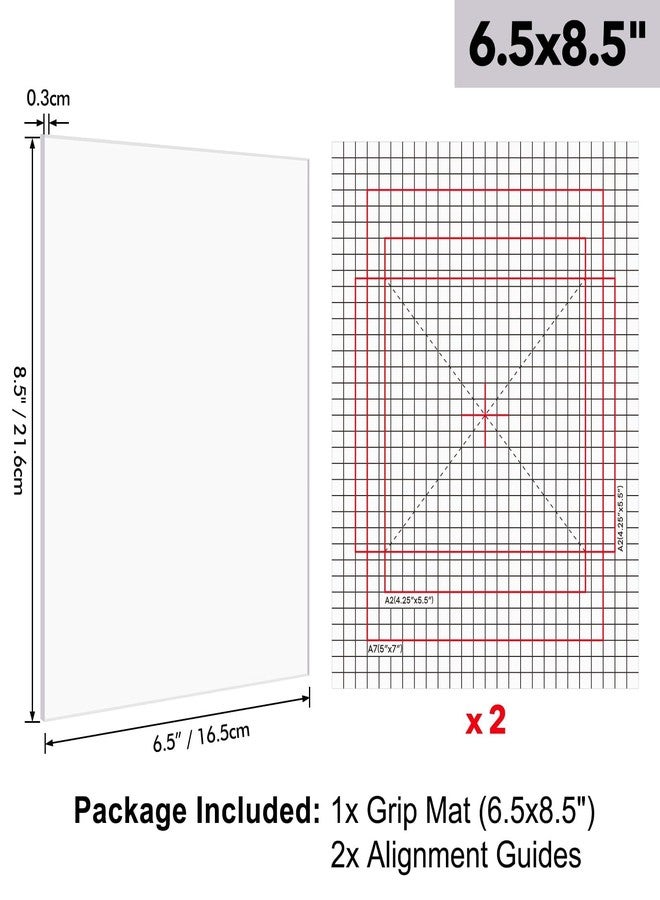 Briartw 6.5x8.5 Grip Mat with Printed Guides,Multi-Use Non-Slip Sticky Mats Fit in original-size Stamp Positioning Tool,Photopolymer Mat for Centering & Aligning Tape-free Stenciling Ink Blending - Image 2