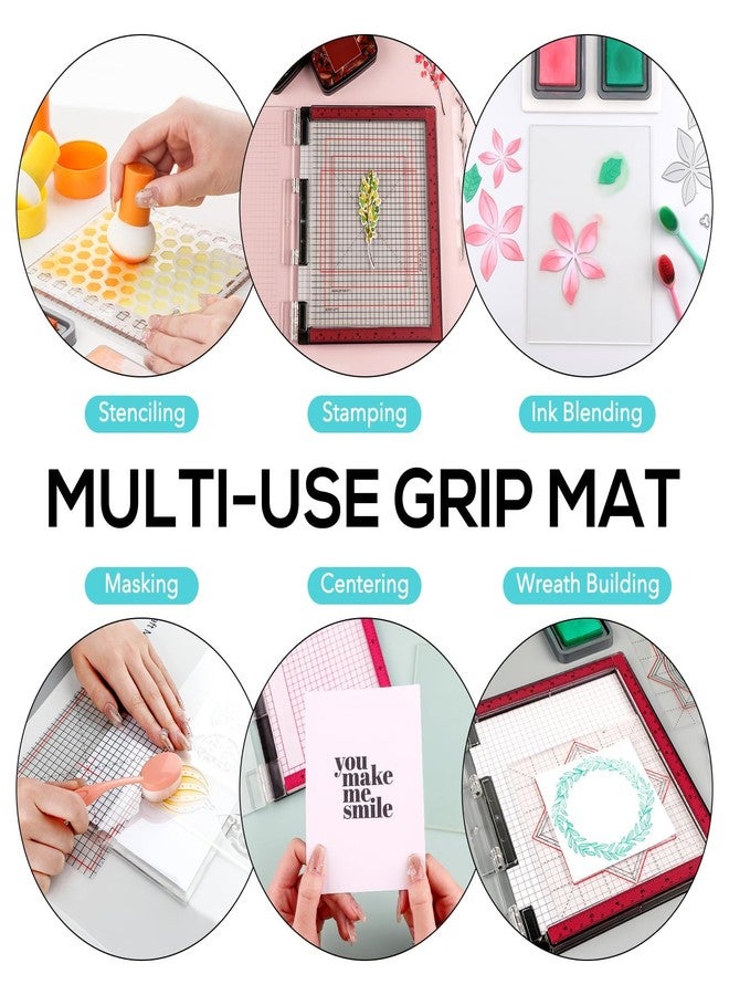 Briartw 6.5x8.5 Grip Mat with Printed Guides,Multi-Use Non-Slip Sticky Mats Fit in original-size Stamp Positioning Tool,Photopolymer Mat for Centering & Aligning Tape-free Stenciling Ink Blending - Image 3