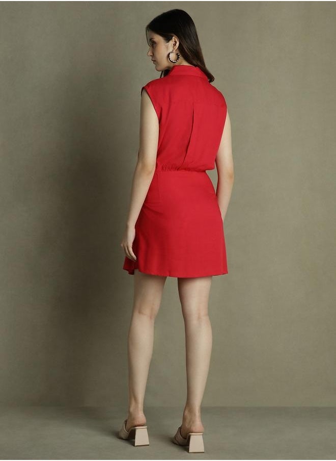 Dennis Lingo - Slim Fit Red Rayon Dress – Bold and Beautiful - Image 1