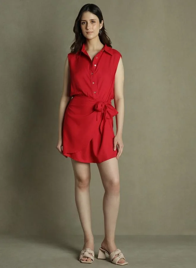 Dennis Lingo Belted Sleeveless Dress