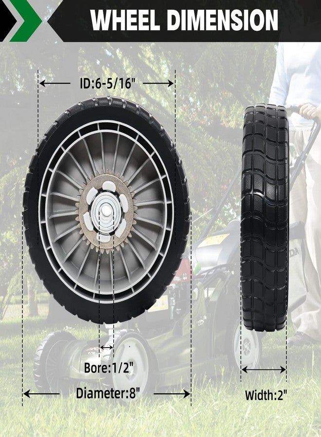 CheeMuii 4 Pack HRR216 Lawn Mower Drive Wheels 2 Rear Wheels 42710-VE2-M02ZE and 2 Front Wheels 44710-VL0-L02ZB Replace for Honda HRR216 HRS216 HRT216 Lawn Mower - Image 5
