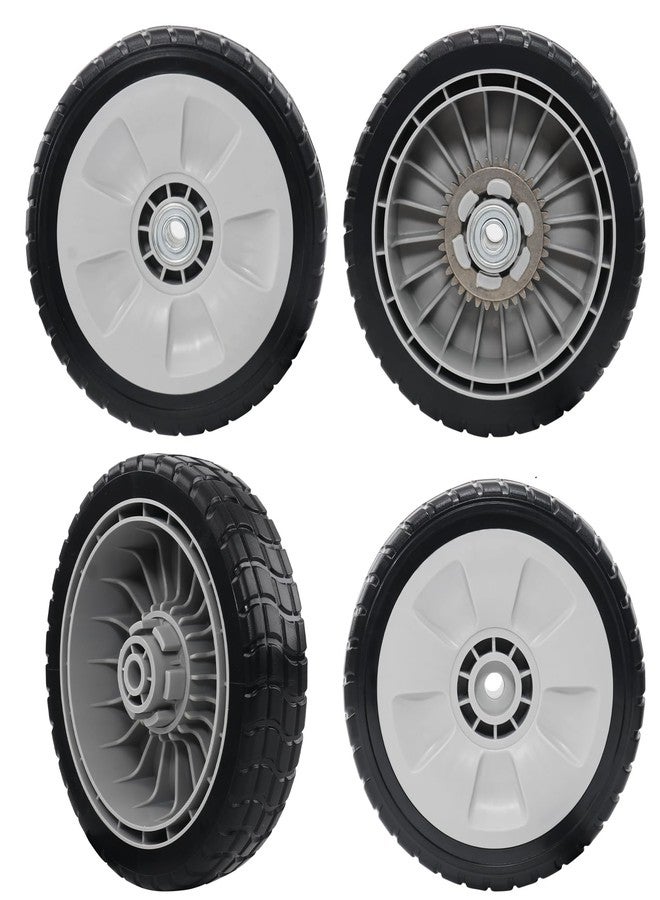 CheeMuii 4 Pack HRR216 Lawn Mower Drive Wheels 2 Rear Wheels 42710-VE2-M02ZE and 2 Front Wheels 44710-VL0-L02ZB Replace for Honda HRR216 HRS216 HRT216 Lawn Mower - Image 1