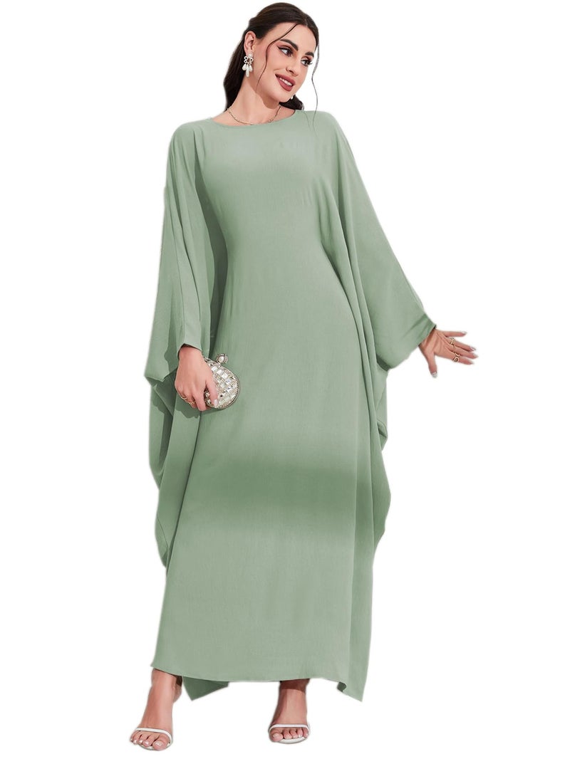 MedeShe Women's Modest Hidden Adjustable Belt Oversized Abaya Muslim Dress Prayer Robes Kaftans (Mint Green, One Size) - Image 1