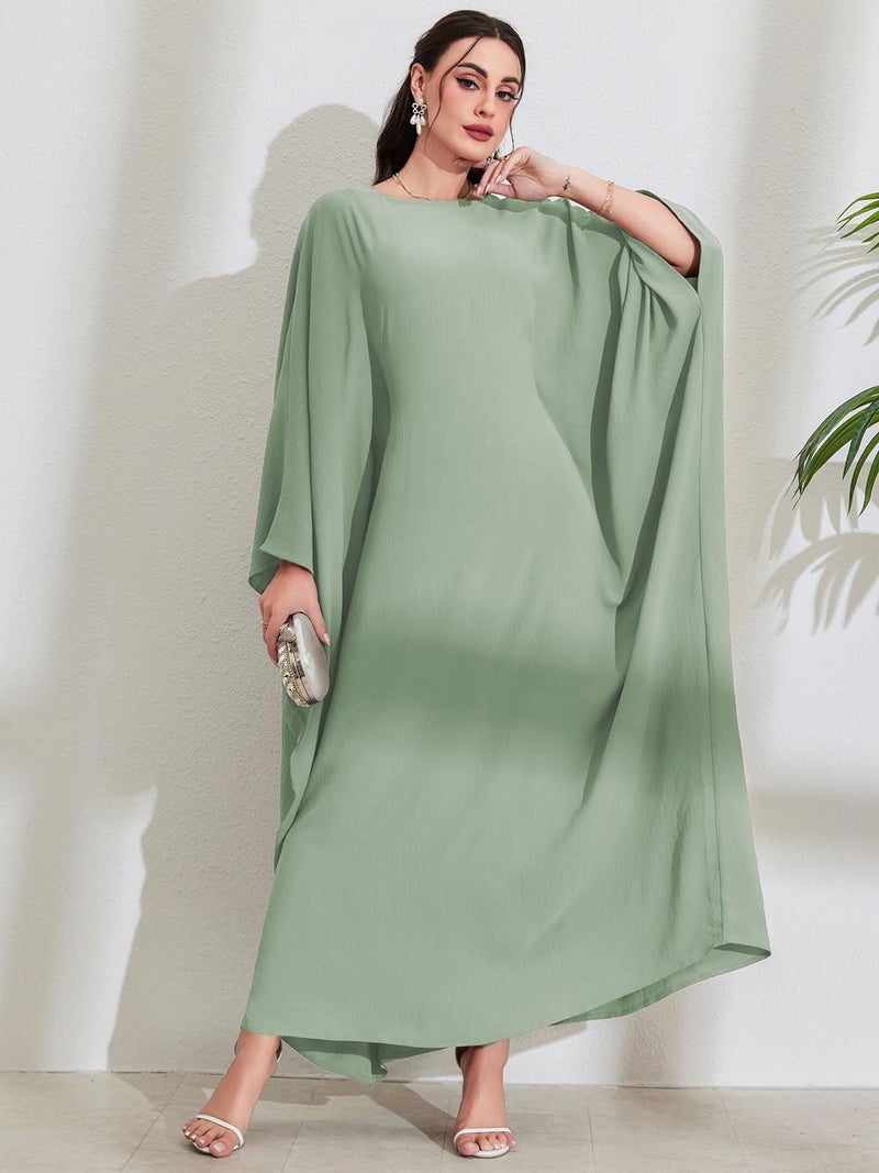 MedeShe Women's Modest Hidden Adjustable Belt Oversized Abaya Muslim Dress Prayer Robes Kaftans (Mint Green, One Size) - Image 3