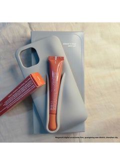 Rhodee Lipstick Lip Gloss IPhone16promax Phone Case For Apple 15pro Silicone 14 Color Box Packaging-Color:Gray (with Original Packaging) + Toast Lipstick-Applicable Models:iphone14
