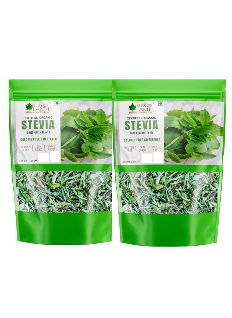 BLISS OF EARTH Bliss of Earth Organic Stevia Leaves Dried, Natural & Sugarfree Best Taste, 2x100GM  - Image 1