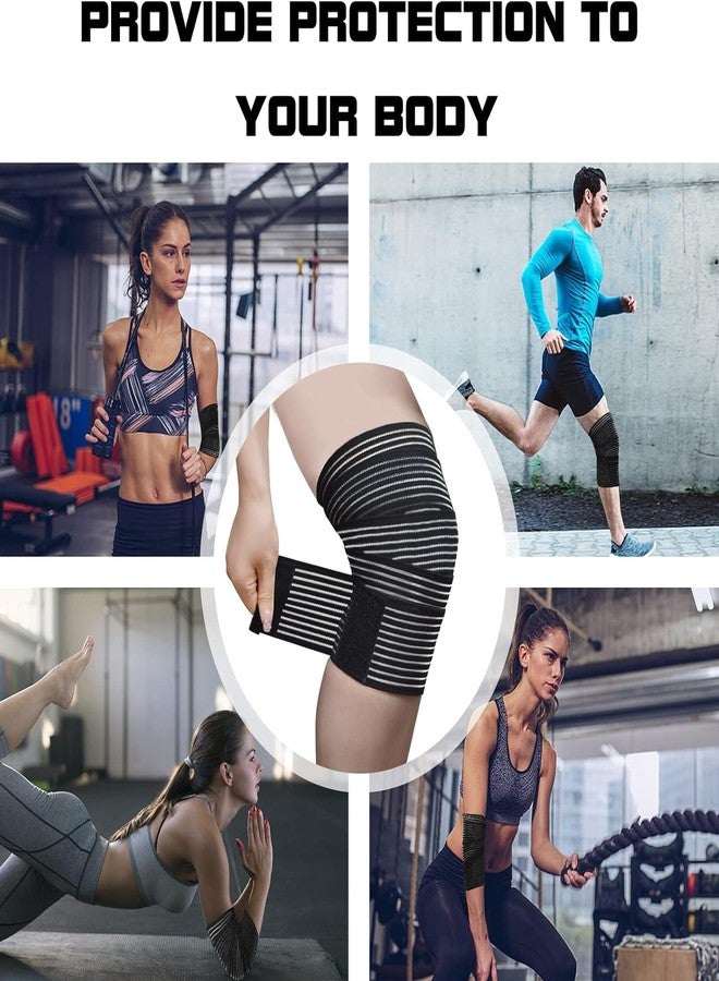 Ausbond 2Pcs Knee Wraps for Leg Calf Thigh Extra Long Elastic All Purpose Support Wrap Brace Compression Bandage for Pain Relief Weightlifting Powerlifting Squats (71in, Black, 2) - Image 5