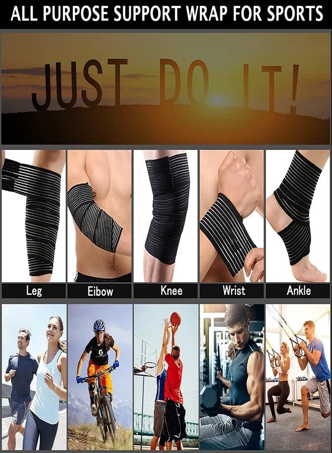Ausbond 2Pcs Knee Wraps for Leg Calf Thigh Extra Long Elastic All Purpose Support Wrap Brace Compression Bandage for Pain Relief Weightlifting Powerlifting Squats (71in, Black, 2) - Image 2