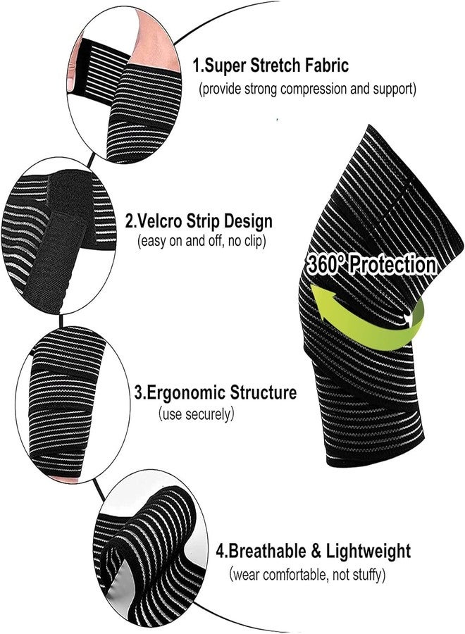 Ausbond 2Pcs Knee Wraps for Leg Calf Thigh Extra Long Elastic All Purpose Support Wrap Brace Compression Bandage for Pain Relief Weightlifting Powerlifting Squats (71in, Black, 2) - Image 3