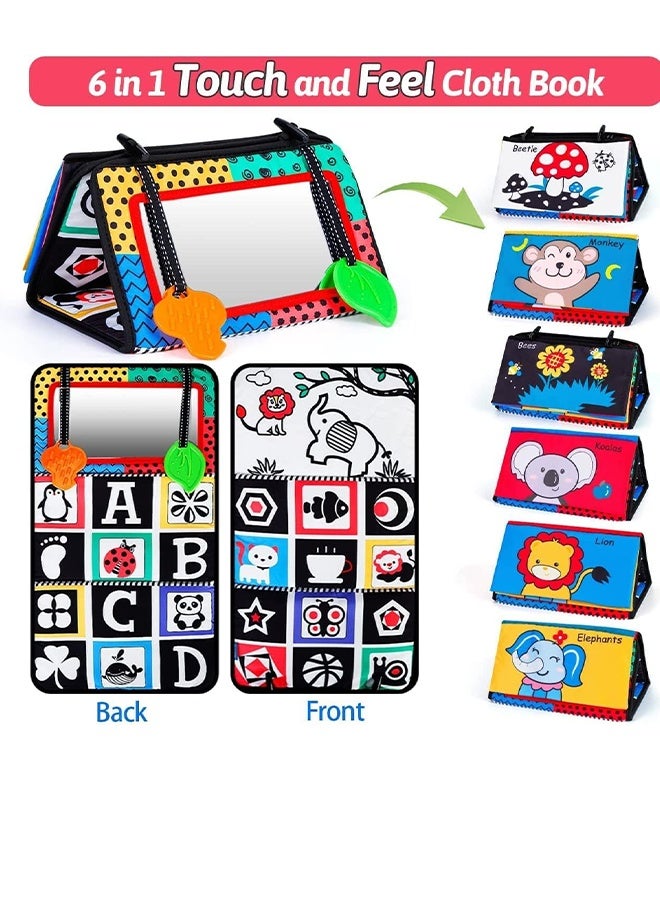 LCAREMOM Infant Mirror Toys with Cloth Books and Teethers, Baby Toys 0-6 Months Boys,High Contrast Newborn Sensory Montessori Toys for Newborn Development Mat for Babies To Learn To Distinguish Colors - Image 2
