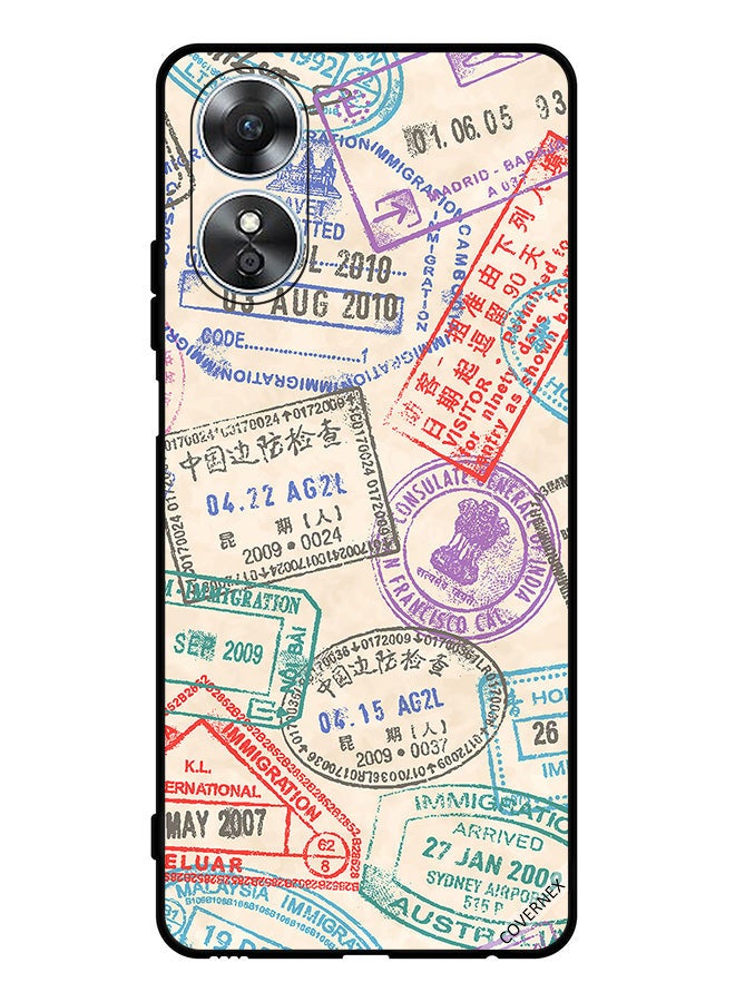 Covernex Protective Case Cover For Oppo A17 Travel Stamps Pattern - Image 1