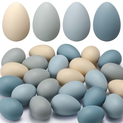 Gejoy 24 Pcs Neutral Easter Eggs Plastic Fake Chicken Eggs 236 Inch Vintage Boho Easter Decor Pastel Bowl Vase Fillers Farmhouse Spring Decorations for Home Table DIY Craft Pastel - Image 3