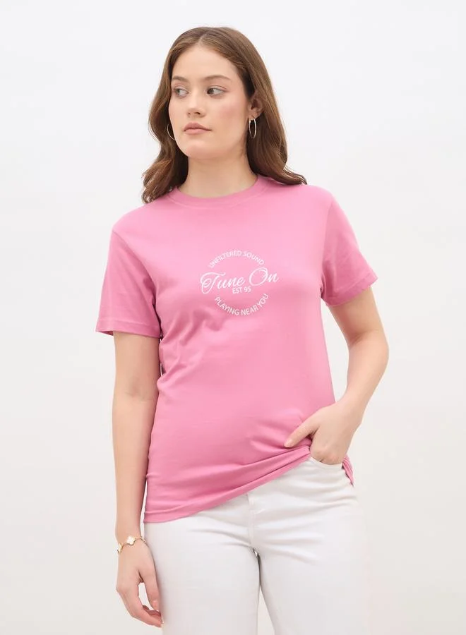 Styli Styli Slogan Print Regular Fit T-Shirt