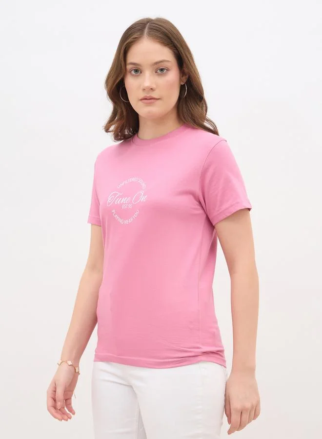 Styli Slogan Print Regular Fit T-Shirt